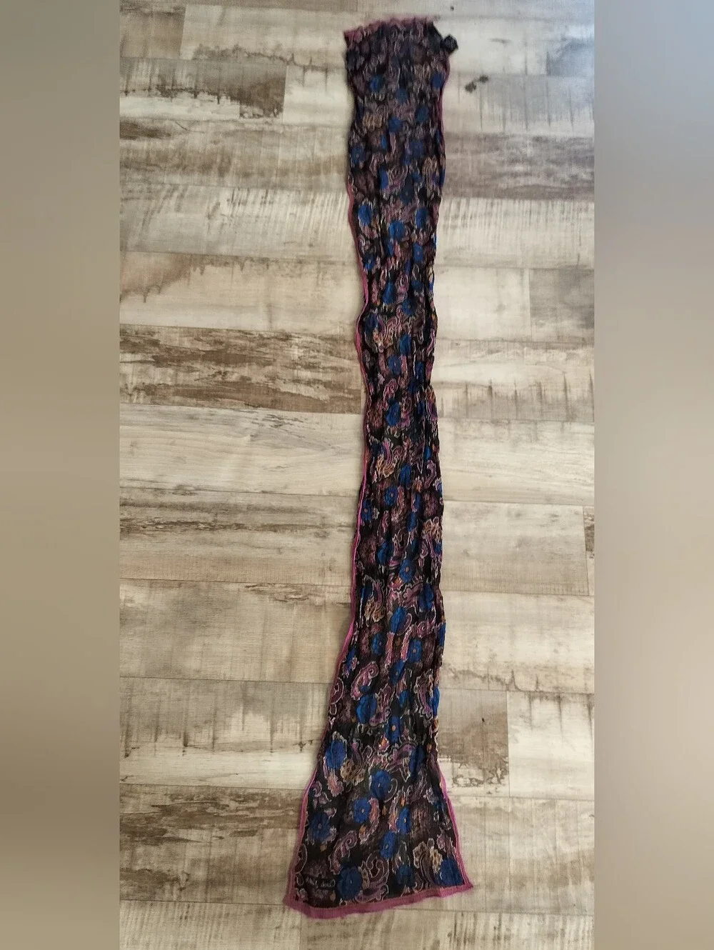 Carole Little Navy and Pink Paisley Long Scarf
